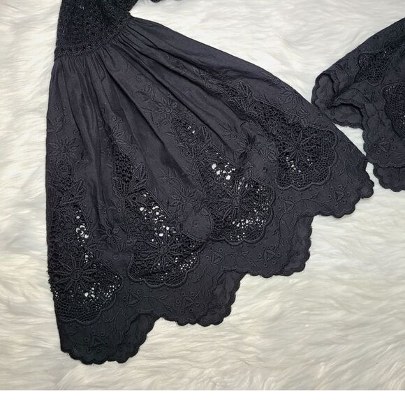 Free People|Once Upon-A-Time Black Bell Sleeve Lace Top, XS - Picture 7 of 10